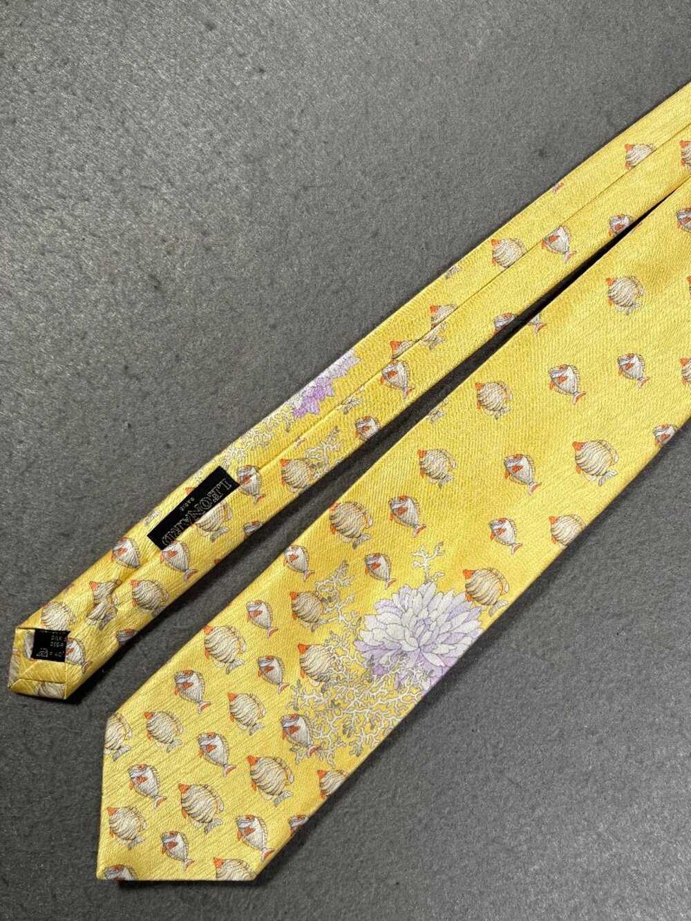 Leonard Paris Silk Tropical Fish Coral Floral Tie Made in Italy - Picture 2 of 8